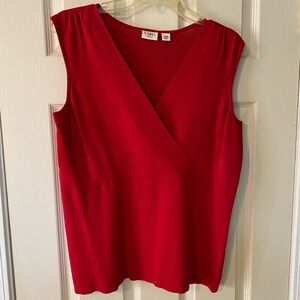 Cato Red Sleeveless Women's knit sweater Top crossover v-neck 14 16 vest layered